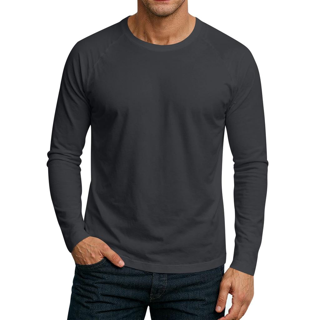 Men's Round Neck Plunger Long Sleeve T-Shirt Top