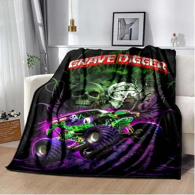 Monster Jam Grave Digger Truck Hot Wheels Sofadecke, leichte warme Isolierdecke, Bett, Büro, Auto, Knieschützer, Überwurfdecke