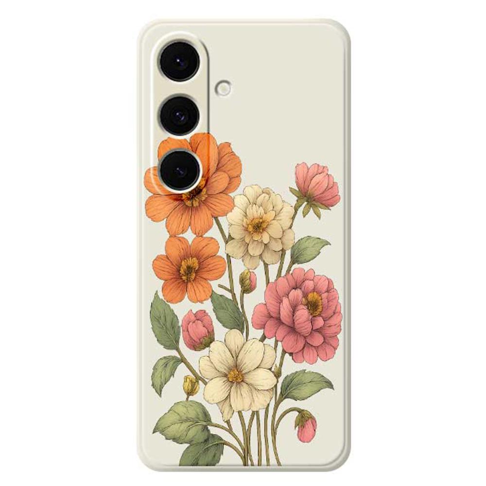 For Samsung Galaxy S24 FE Case Beautiful Flowers Pattern Printing Straight Edge TPU Phone Back Cover