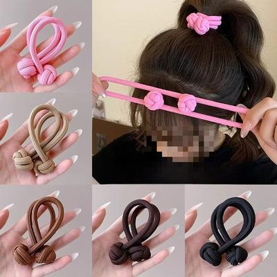 Chinesische Knoten Haarzöpfe Gummibänder Frauen Mädchen Haargummi Haarseil Haarband Hochelastisches Doppelkopf-Stirnband Styling Kopfbedeckung