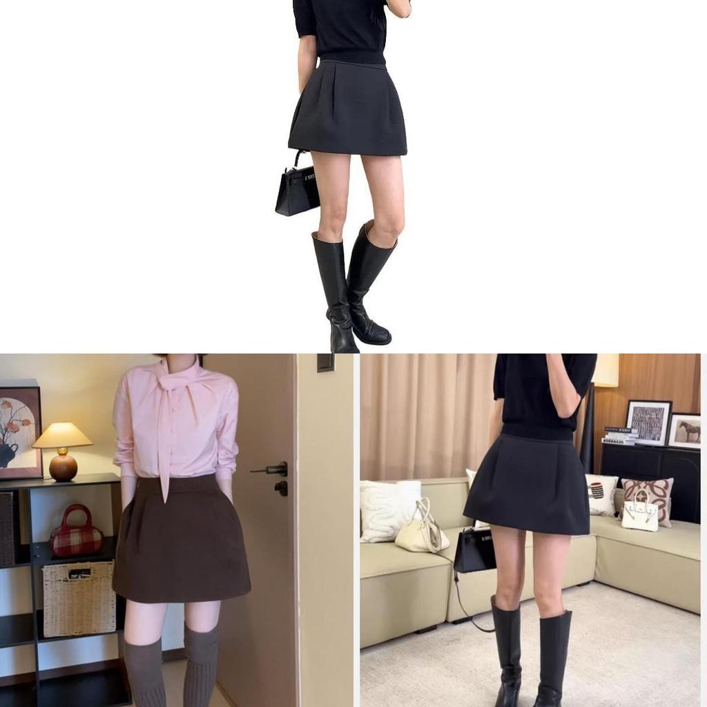 No Brand 2025 Autumn Winter Pleated Mini Skirt With High Waist For Casual Women