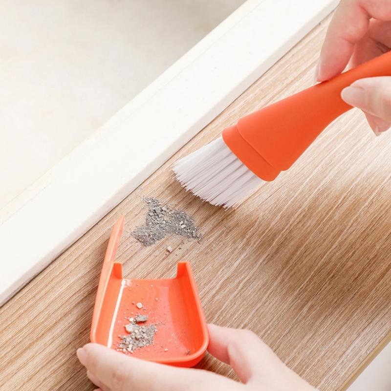 Window Groove Cleaning Brush Windows Slot Cleaner For Door Floor Gap Keyboard Brush+Dustpan 2 In 1 Household Cleaning Tools Kit