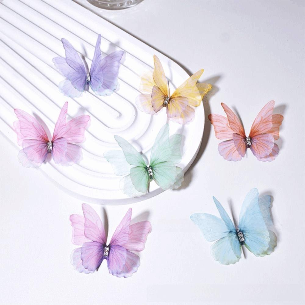 50 Stück Doppellagige Organza Stoff Schmetterling Applikationen Kleidung Nähflicken Braut Haaraccessoires