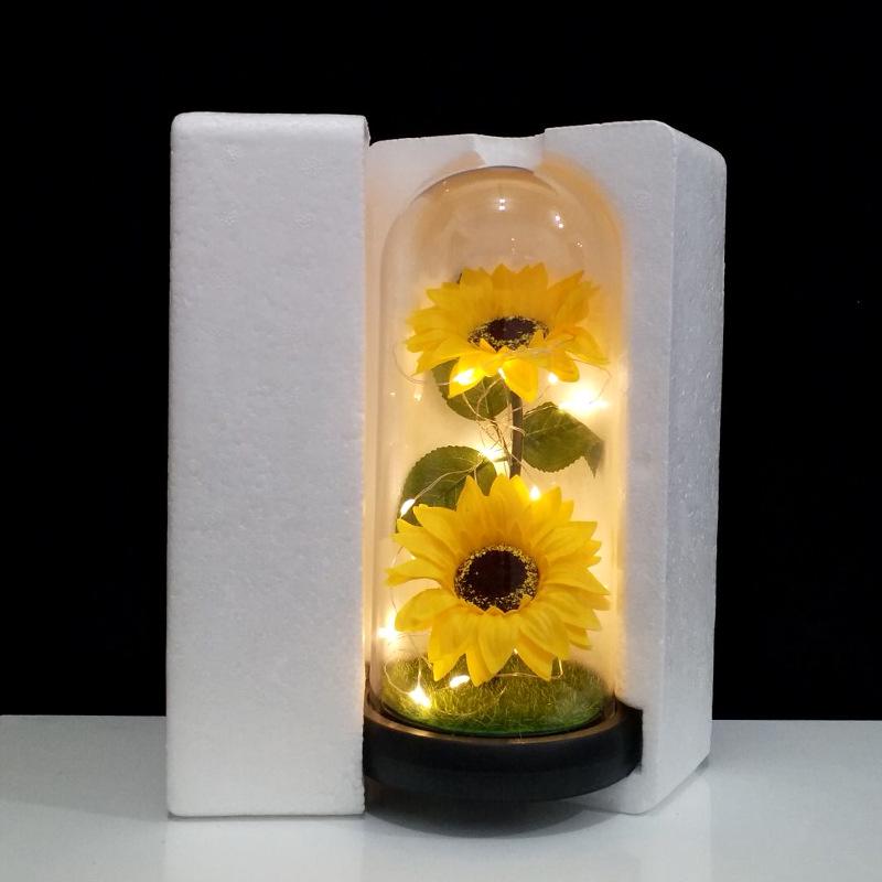 Exklusiv examenspresent: Solros Nattlampa Glasprydnad med Kreativ Tvålblomma