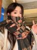 Autumn Winter Plaid Scarf Women Men Retro Black Checkered Warm Fringe Scarf Korean Fashion Soft Thick Shawl For Unisex Lady Male