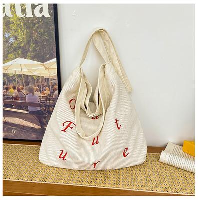 Vielseitige Messenger-Tasche mit großem Fassungsvermögen, Studenten-Klassiker, literarische Brief-Tragetasche, Schultertasche aus Cord