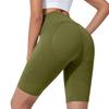 High Waist Seamless Ribbed Compression Yoga Shorts for Women Butt Lifting Tummy Control Stretchy Workout Capri Leggings