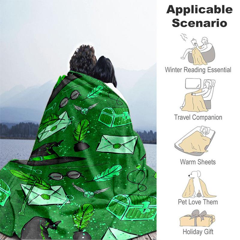 1pc Witchcraft Elements Cartoon Blanket,Portable Throw for Travel & Camping, All Season Cozy Blanket,Ideal Gift