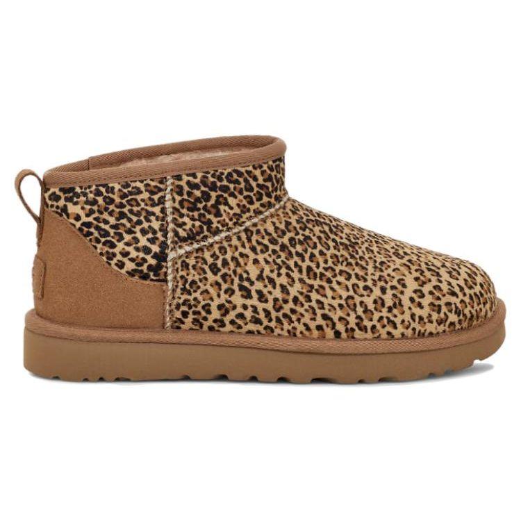 UGG  Classic Ultra Mini Speckles Boot Leopard Print Women Sneakers Brown Chestnut 1149270-CHE