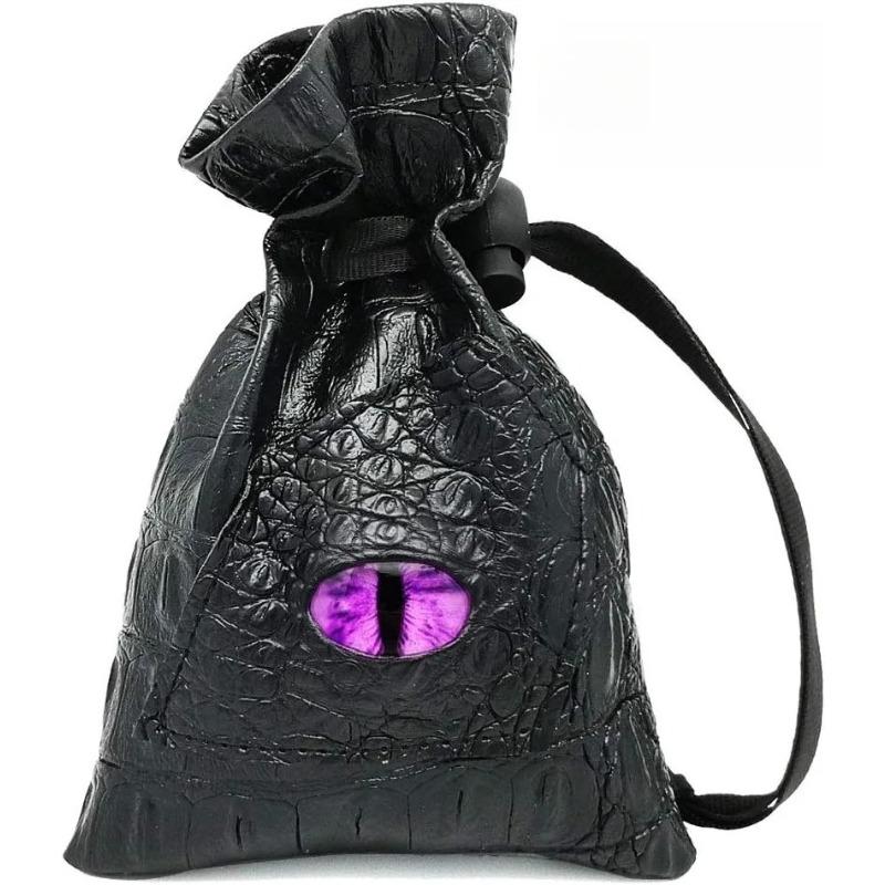 PU Leather Dice Pouch Drawstring Closure for DND Dice Storage Tarot Cards Coins & RPG Accessories Durable Waterproof Game Bag