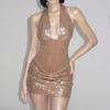 2026 European and American summer new sexy Spice Girl sleeveless neck deep V waist hip dress