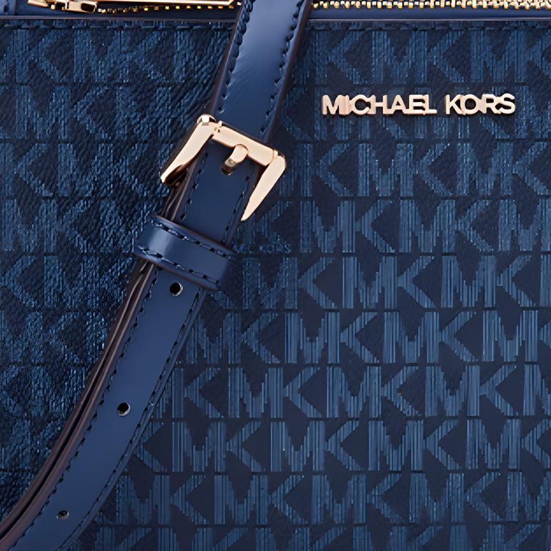 New MICHAEL KORS Jet Set Artificial Leather Shoulder Bag, Crossbody Bag Regular Women's Marine Blue/White/Light Blue 35F1GTTC6B-407