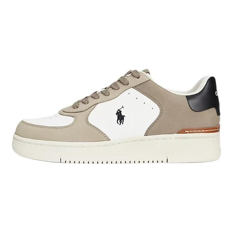 נעלי סניקרס גברים Polo Ralph Lauren Masters Court מעור, עגולות, עם שרוכים, שטוחות, נמוכות, חום בהיר 100037264TONAL-MILK