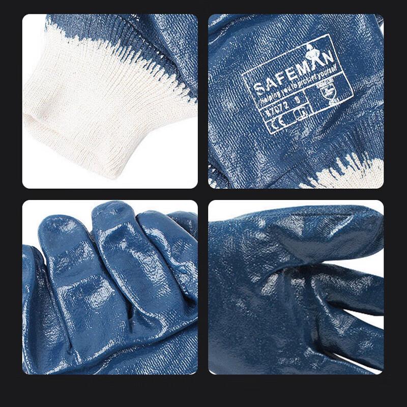 Junyu B7072-8 Full-Dip Blue Nitrile Gloves