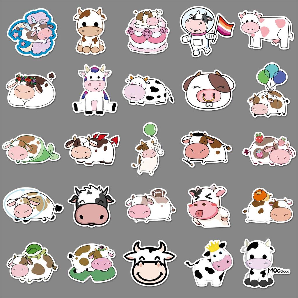 100 Cow Graffiti Cartoon Animal Stickers for Water Bottles, Computers, and Phones