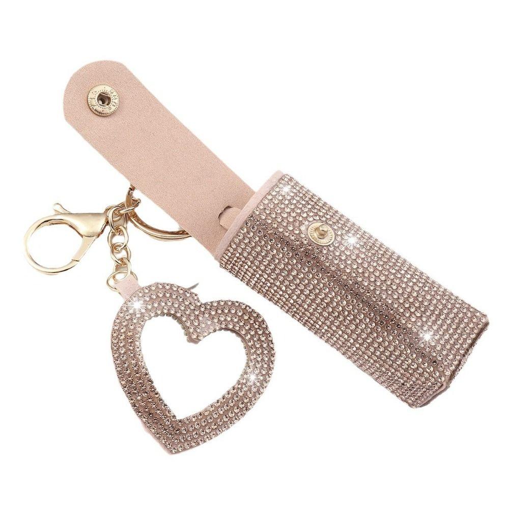 Portable Lipstick Organizer Keychain Bling Rhinestone Lipstick Holder  Girls