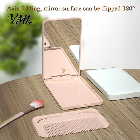Travel Mirror with Comb Portable Folding Makeup Comb, Compact Cosmetic Mirror, Pocket Size & Hair Detangling for Women Girls Handheld