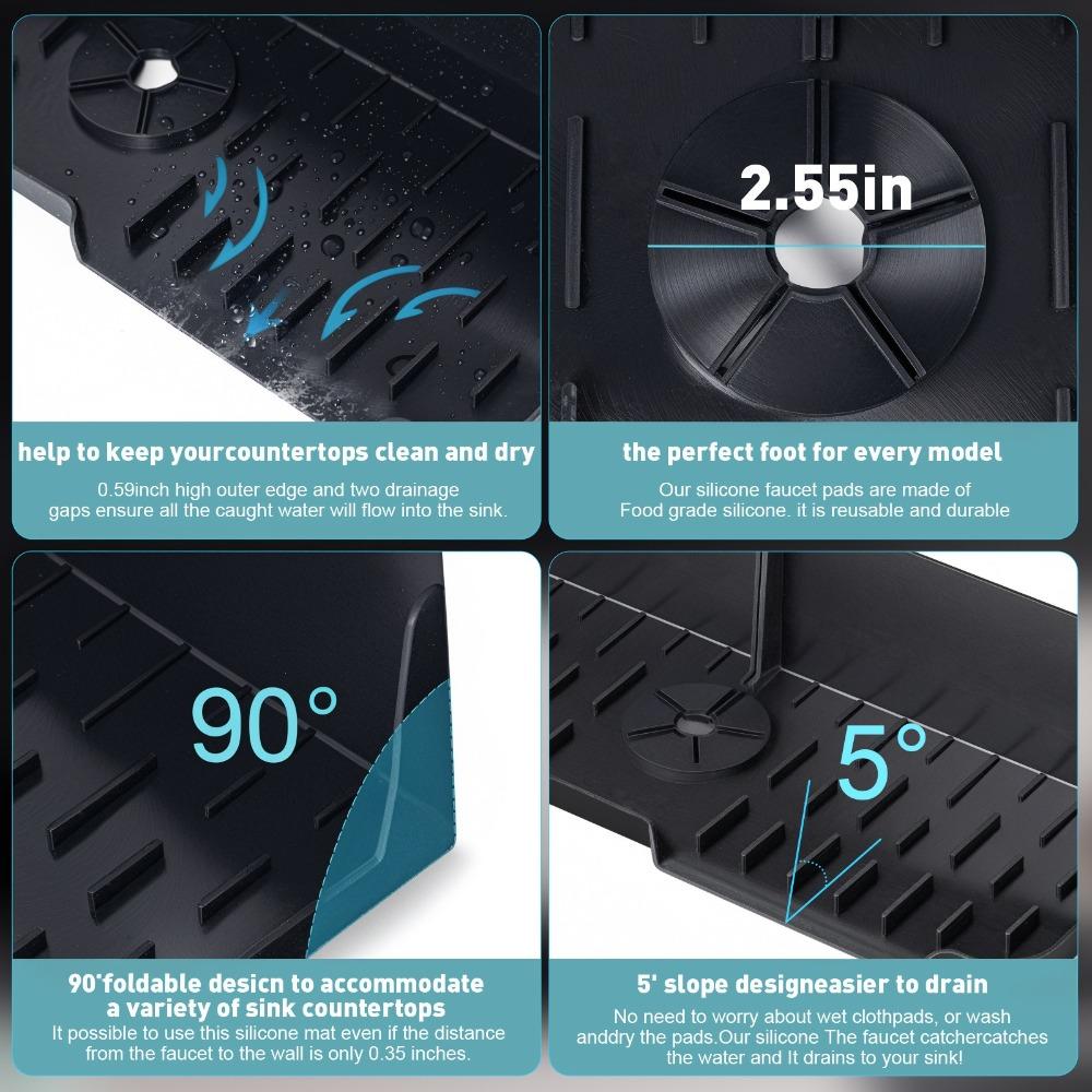 Silikon Wasserhahnmatte 5° Abschrägung Tropfenfänger Neu Spülbecken Spritzschutz Küche Badezimmer