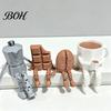 Fijne Textuur 3D Print Geprinte Gearticuleerde Koffiekop Figuur, Verstelbare Gewricht Bureau Standbeeld, Schattige Koffiehuis Decoratie Ornament Boon Ornament, Creatief