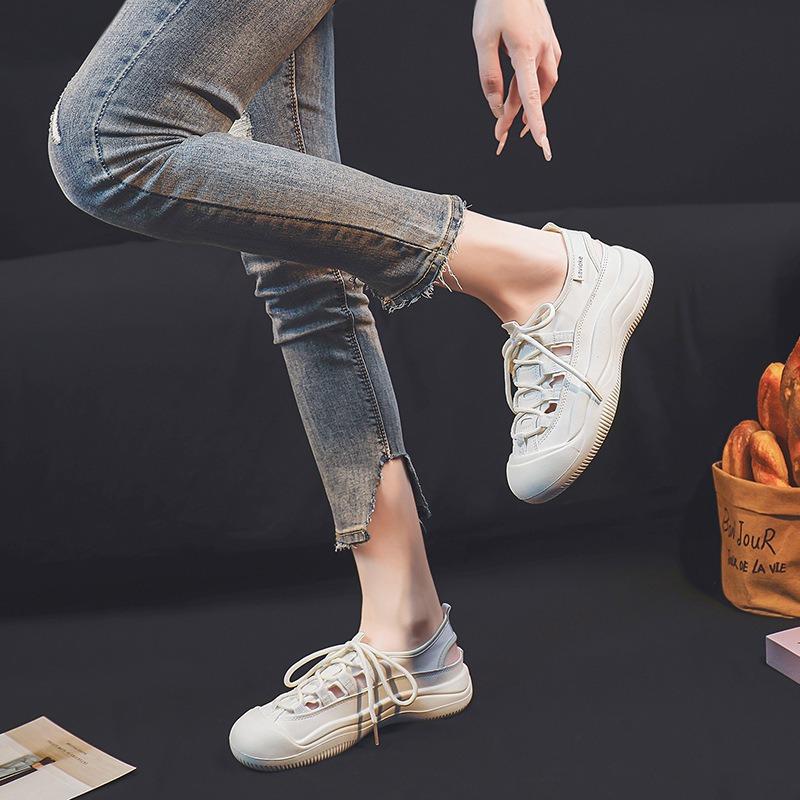 Baotou sports sandals women's summer new casual hollow little white shoes platform beach sandals women