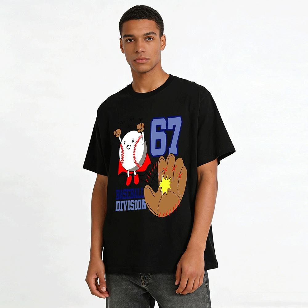 Superman Baseball No.67 Baseball Division Fun Print Top Pure cotton T-shirt