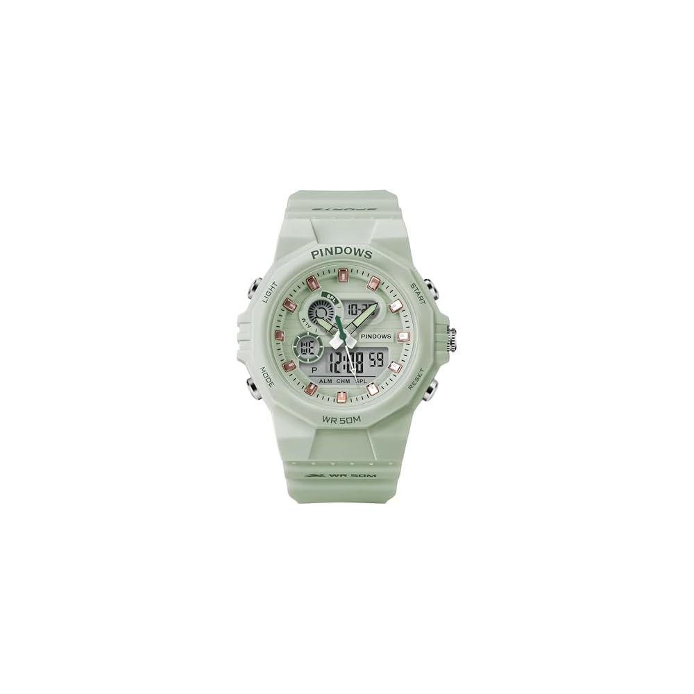 Kids Digital Outdoor Waterproof Multi-Function LED Analog Display Watch Green