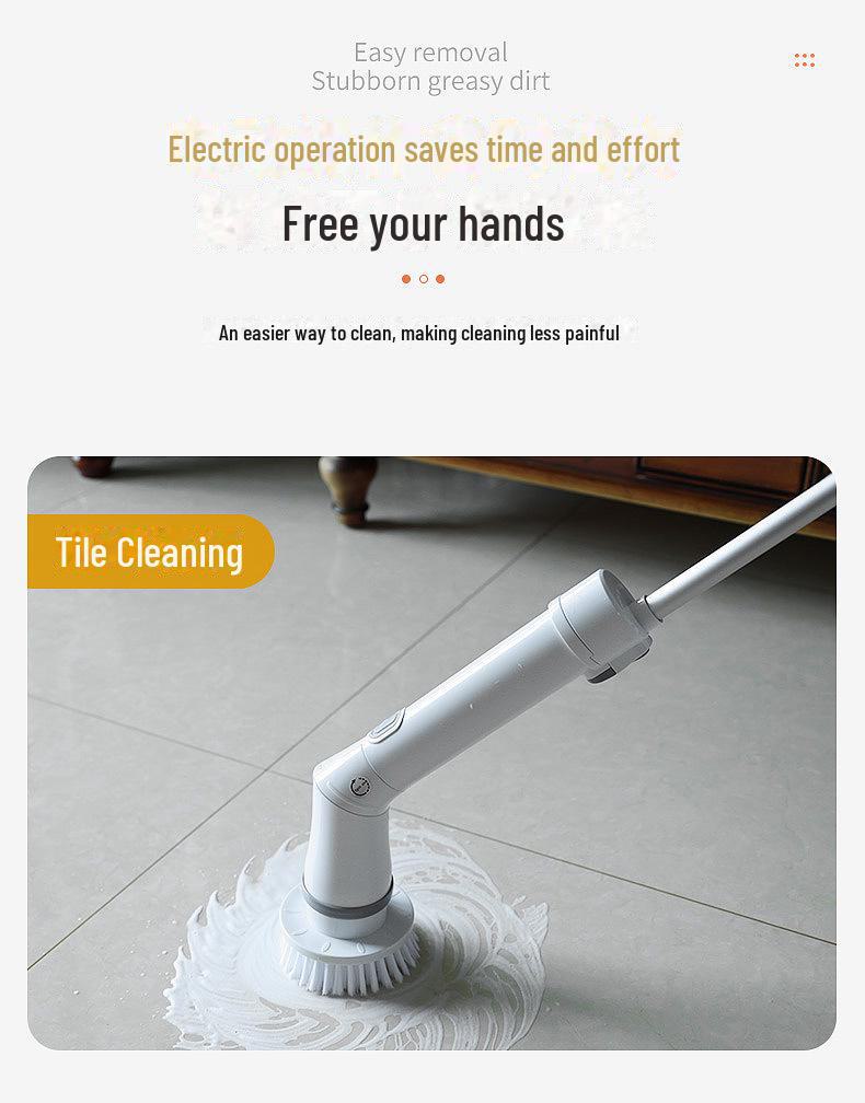 New Telescopic Electric Cleaning Brush: Long-Handle, No-Bend, Rotating Mop for Easy Cross-Border Cleaning