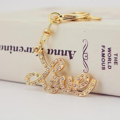 Rhinestone LOVE Letter Keychain - Cute Metal Pendant for Women's Bags & Couples