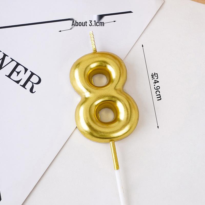 Golden Number Candles 0-9 Cake Decorations for Birthday Parties