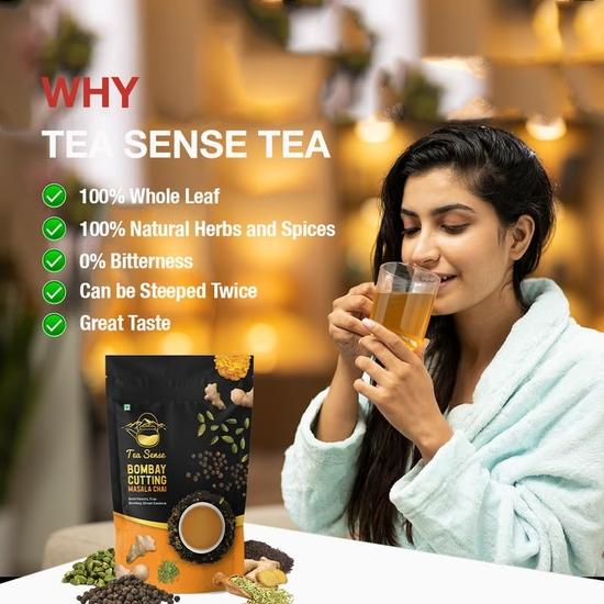 TEA SENSE Bombay Cutting Masala Chai | 800 G | Strong & Aromatic | Assam CTC, Cardamom, Fennel, Dried Ginger, Black Pepper | Chaipatti, Tea Powder