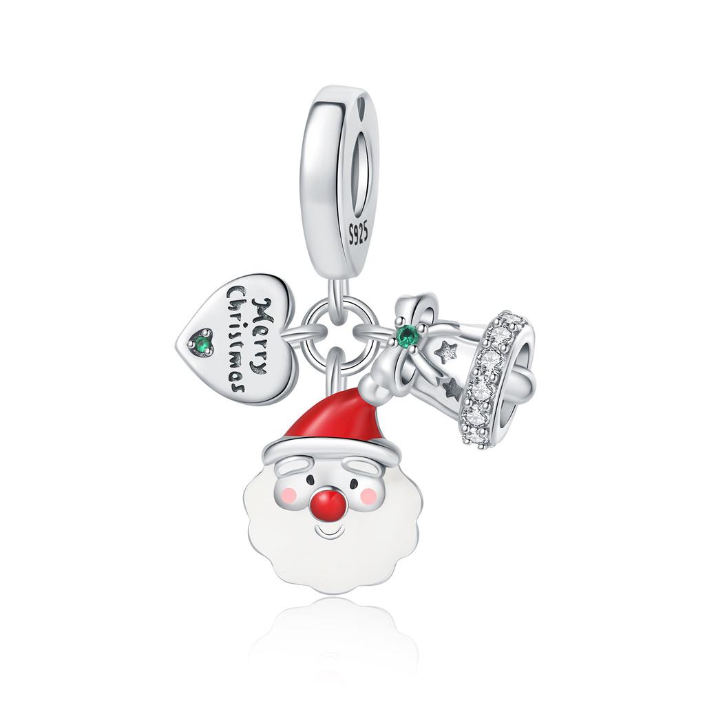 Orstarry 925 Silver Santa Claus Pendant Beads for Bracelet DIY Jewelry Trendy Christmas Gifts Party Charm