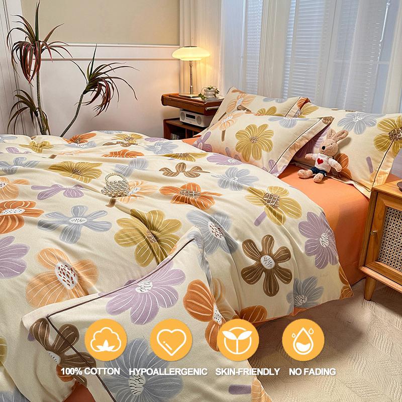 Extra Soft Duvet Cover Set 100% Cotton 3Pieces - Bedding Set (1 Duvet Cover 2 Pillowcases), Easy Care, Wrinkle Resistant