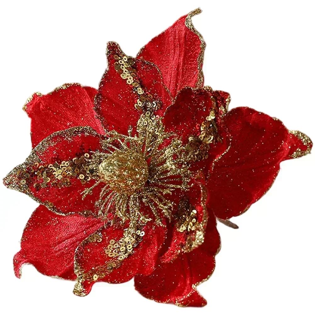 Artificial Poinsettia for Holiday Decor with Elegant European Design and Multi Color Choices for Christmas Trees