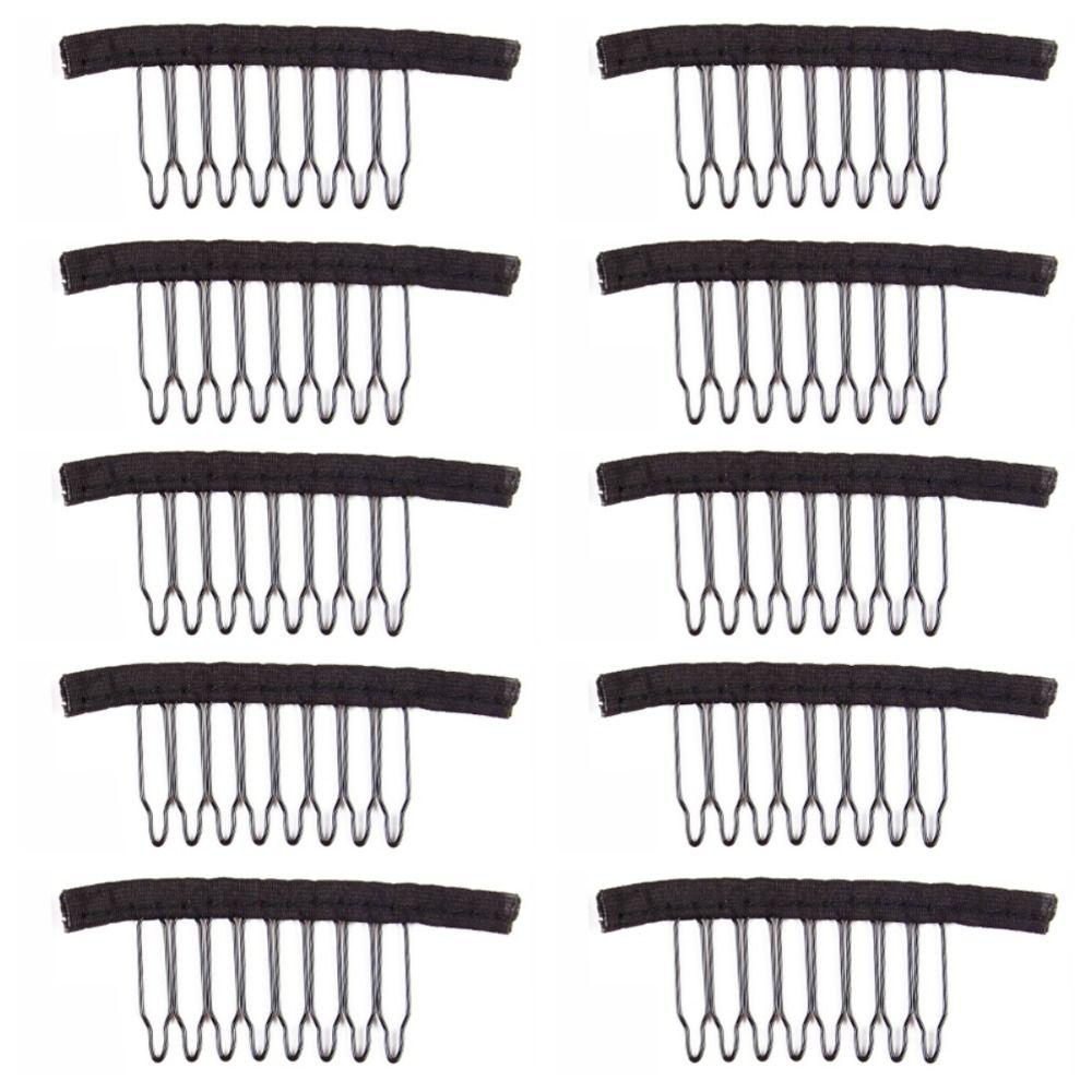 10 Pcs/Lot Cloth Wig Clips 6/8 Theeth Hair Extension Clips Wig Making Tool Wig Combs  for Wig Caps
