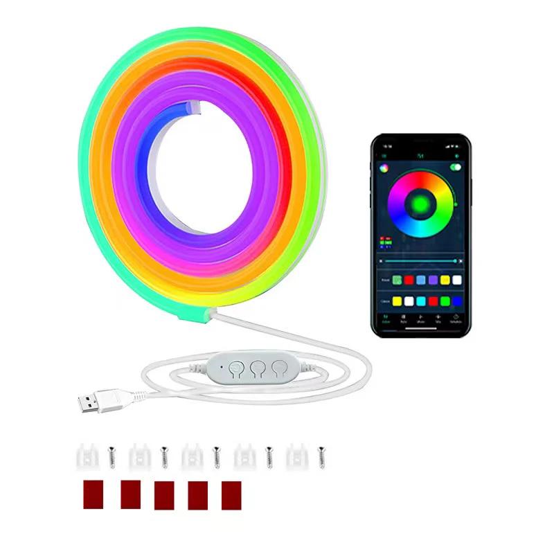 LED Neon Halat Işıklar Uygulama/Uzaktan Kumandalı, Esnek IP68 Dış Mekan RGB Işık Su Geçirmez, Müzik Senkronizasyonlu Oyun Şerit Lamba Yatak Odası İç Mekan için