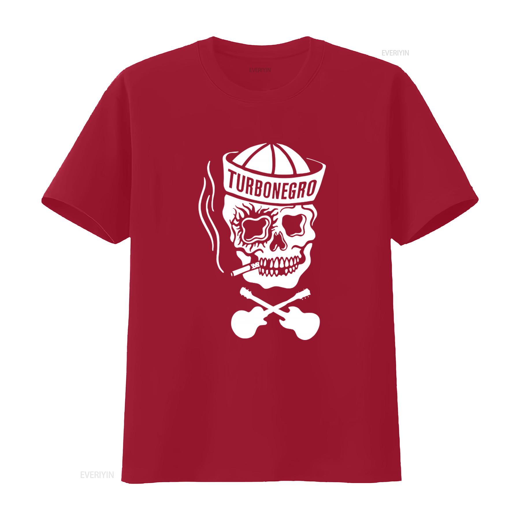TURBONEGRO Sailor Skull T Shirt Rock Band Inspired Design with Cigarette and Guitar Print vintage Washed homme Unisex S