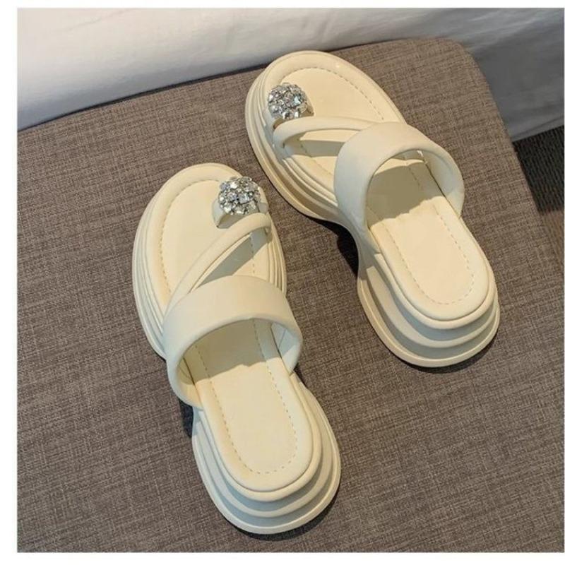 Dicke Sohle Hausschuhe Damen Sommer Sandale Damen Biskuit Kuchen Lässige Flip-Flops Mode Urlaub Outdoor Strand Plateau Schuhe