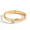 Titanium Steel Gold Butterfly Bracelet: Versatile, Light Luxury Double-Layer with Diamonds for Women.