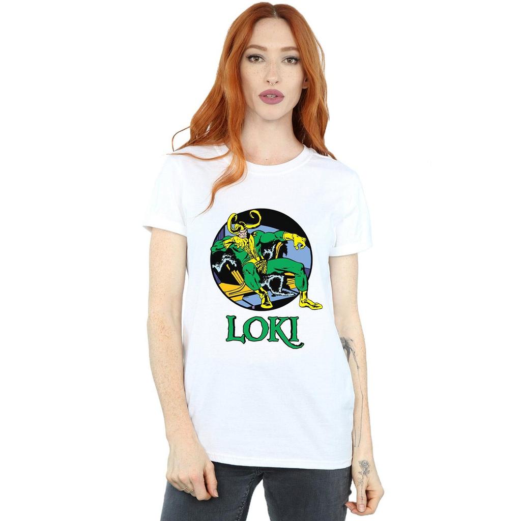 Marvel Womens/Ladies Loki Throne Cotton Boyfriend T-Shirt