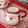 Emboss Mug Santa Claus Ceramic Cup 350ml Red and White Elk Snowflake Mug 550ml Breakfast Cup 500ml for Christmas New Year Household Party Tableware