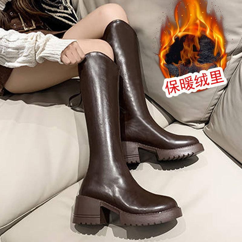 Small thick-soled boots women's autumn new models, but knee-high knight boots long boots women's autumn and winter boots