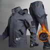 Autumn and Winter Jacket Suit Men's Plus Velvet Thickened Overalls Windproof and Warm Labor Insurance Clothing Cold-proof Tooling