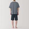 MUJI Towel Double Sided Pile Short Sleeve Room Wear Set FB0XZA5S Dark Navy Border XS Men's Men's Men's