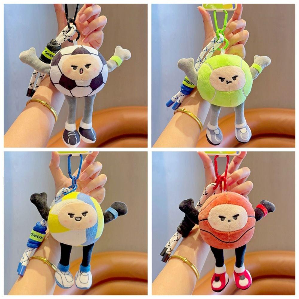 Basketball Baseball Basketball Plush Toy Keychain Football Plush Key Ring  Female Lady Girl