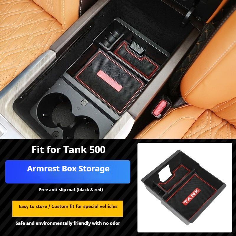 For GWM Tank 500Hi4-T Car Central Control Storage Box Plastic Armrest Box Storage Box Interior Storage Compartment Accessories