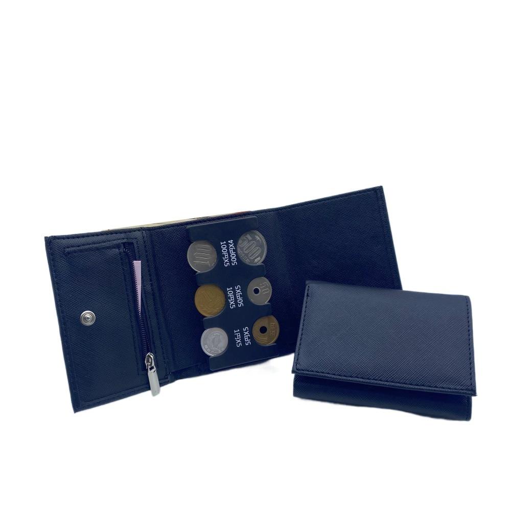 Portable 2-In-1 Coin Clip Organizer with Buckle Travel Card Case Tri-fold Coin Purse  Outdoor чёрный