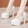 8 10 13cm Small Size 32-43 Elegant Thick Bottom Platform Pumps Women 2025 Fall Block High Heels Shoes Dress Model Office Party