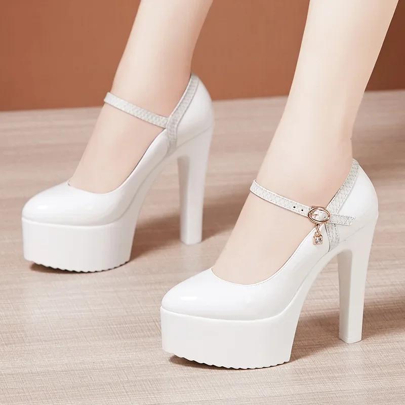 8 10 13cm Small Size 32-43 Elegant Thick Bottom Platform Pumps Women 2025 Fall Block High Heels Shoes Dress Model Office Party