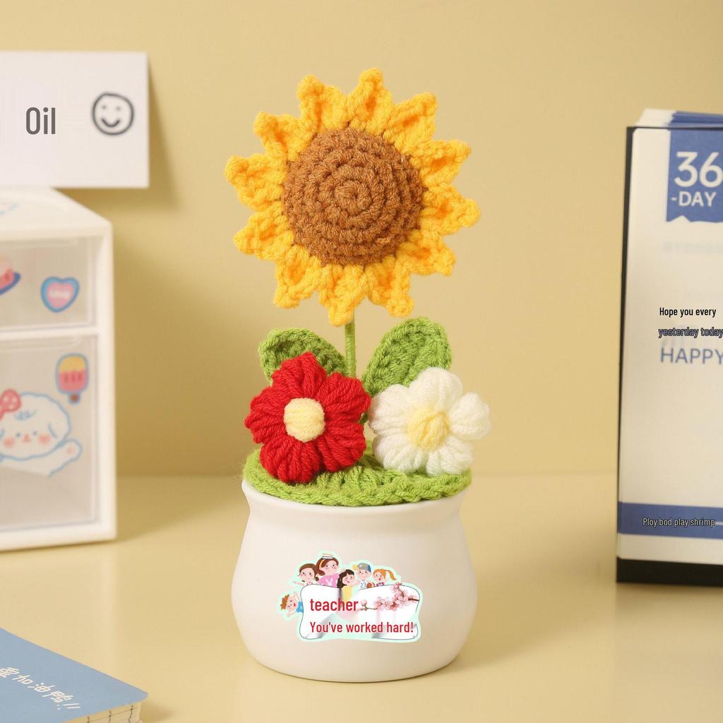 Sunflower Handmade Crochet Bouquet - Teacher's Day or Birthday Gift