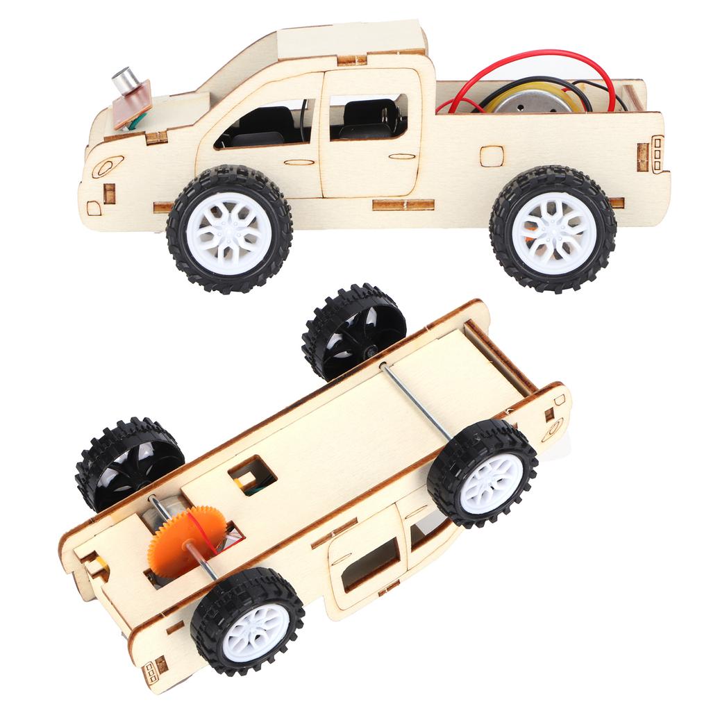2 Set Wood Voice Controlled Vehicle DIY Toy Car Kit Scientific Experimental Tool for Children